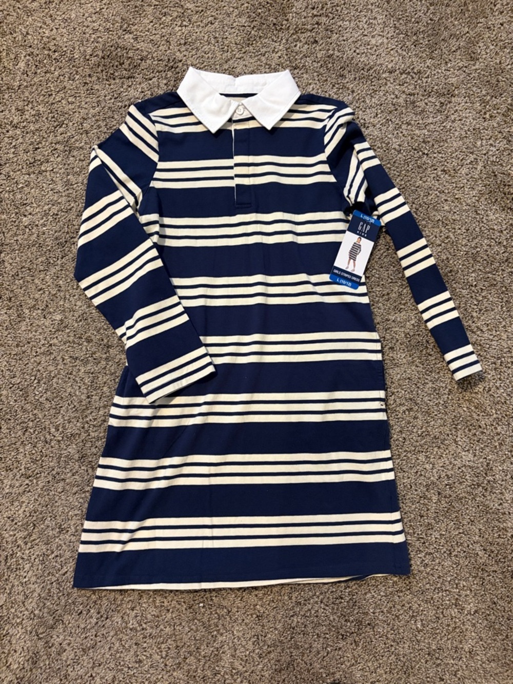 GAP Navy and Cream Striped Polo Tunic Dress